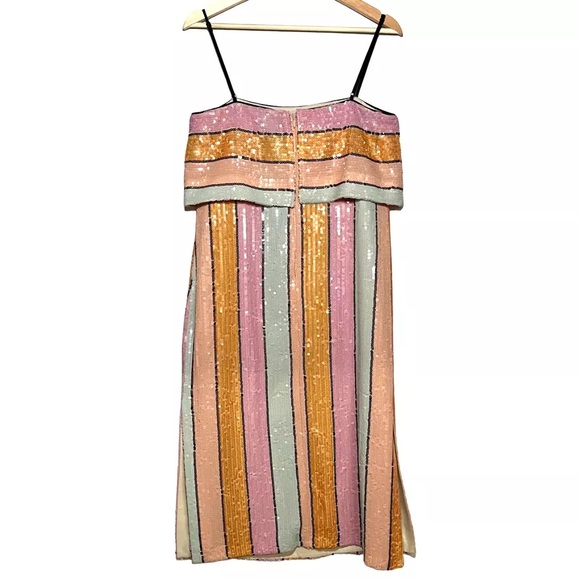 COPY - Gianni Bini | Alston Stripe Sequin Dress NWT size 6, 10 orange pink - Picture 8 of 11